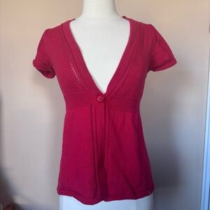 Red Short Sleeve Babydoll Cardigan